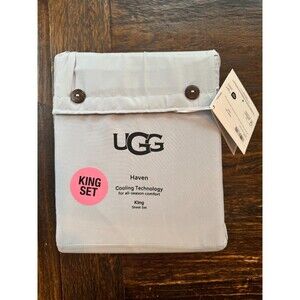 UGG Haven King Sheet Set Cooling Technology Soft Breathable Stone Grey NWT